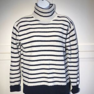 J Crew blue and white striped turtleneck sweater